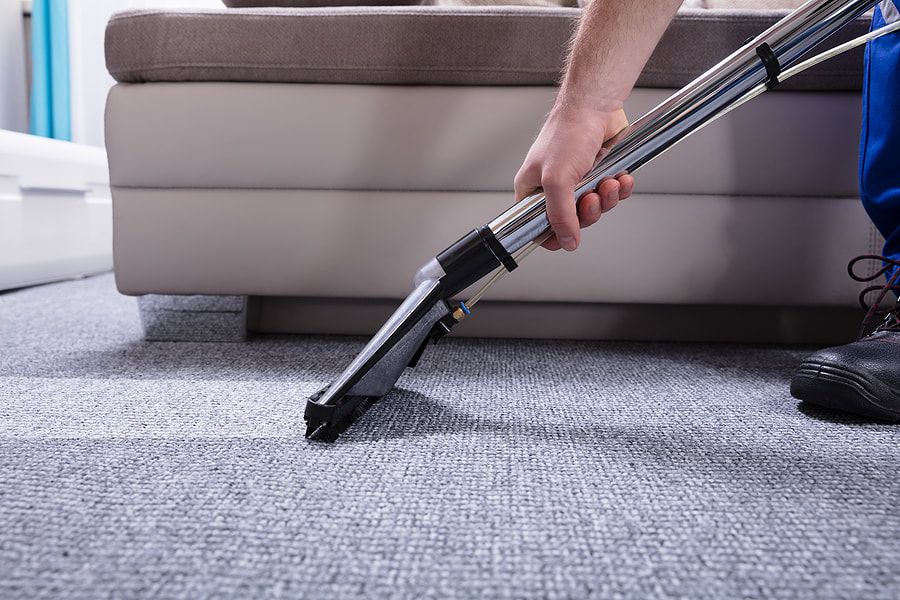 worker cleaning the carpet